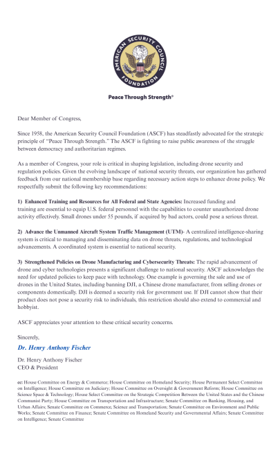 Letter to congress- Drones 3 points